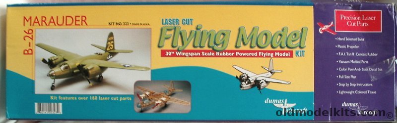 Dumas Martin B-26 Marauder 30 inch Wingspan Balsa Flying Model Airplane, 323 plastic model kit